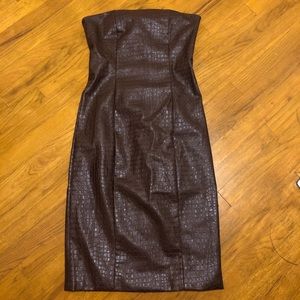 7 for all mankind faux croc leather brown strapless dress